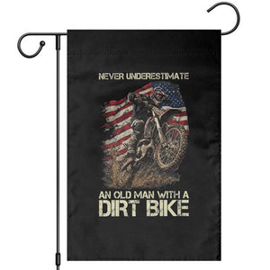 Dirt Bike American Flag Garden Flag Never Underestimate An Old Man With A Dirt Bike Motocross TS14 Black Print Your Wear