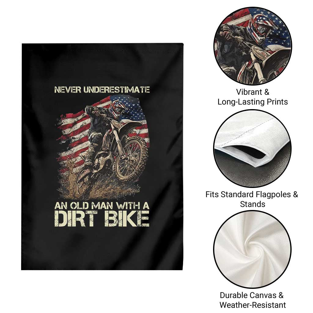 Dirt Bike American Flag Garden Flag Never Underestimate An Old Man With A Dirt Bike Motocross TS14 Print Your Wear