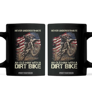Dirt Bike American Flag Coffee Mug Never Underestimate An Old Man With A Dirt Bike Motocross TS14 Black Print Your Wear
