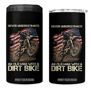 Dirt Bike American Flag 4 in 1 Can Cooler Tumbler Never Underestimate An Old Man With A Dirt Bike Motocross TS14 One Size: 16 oz Black Print Your Wear