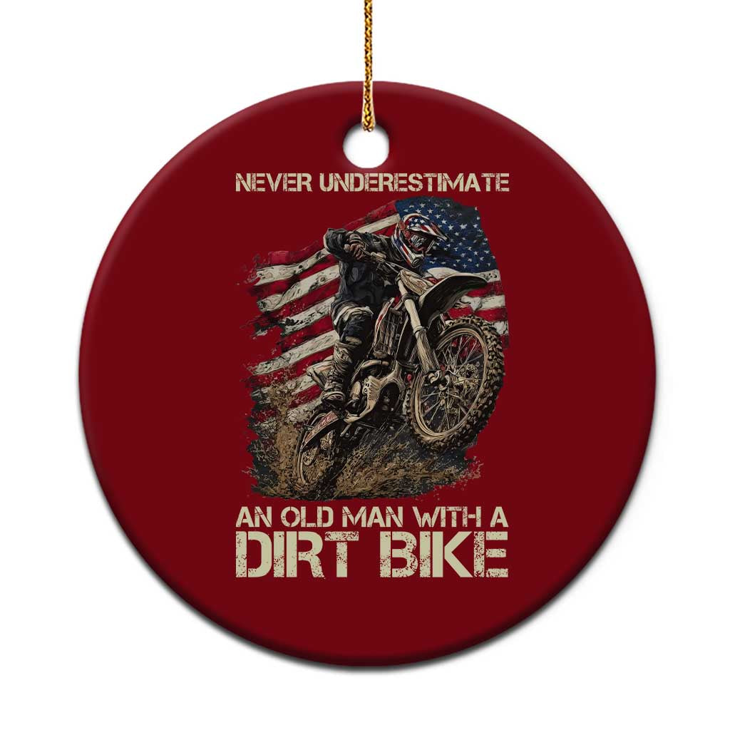 Dirt Bike American Flag Ceramic Ornament Never Underestimate An Old Man With A Dirt Bike Motocross TS14 1pc Red Print Your Wear