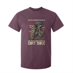 Dirt Bike American Flag T Shirt For Kid Never Underestimate An Old Man With A Dirt Bike Motocross TS14 Maroon Print Your Wear