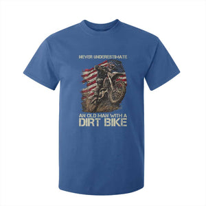 Dirt Bike American Flag T Shirt For Kid Never Underestimate An Old Man With A Dirt Bike Motocross TS14 Royal Blue Print Your Wear