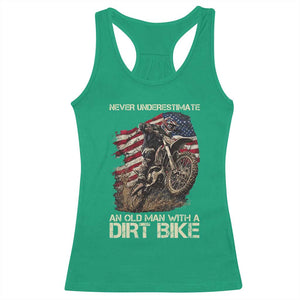 Dirt Bike American Flag Racerback Tank Top Never Underestimate An Old Man With A Dirt Bike Motocross TS14 Irish Green Print Your Wear