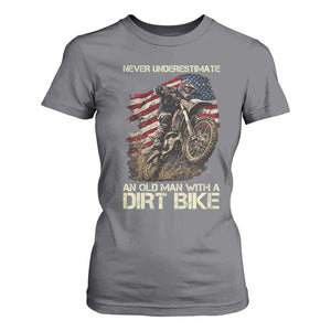 Dirt Bike American Flag T Shirt For Women Never Underestimate An Old Man With A Dirt Bike Motocross TS14 Charcoal Print Your Wear