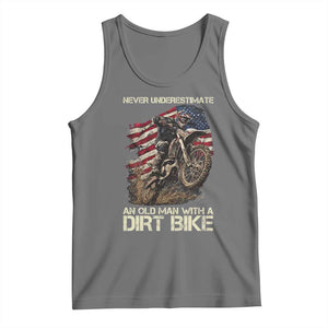 Dirt Bike American Flag Tank Top Never Underestimate An Old Man With A Dirt Bike Motocross TS14 Black Heather Print Your Wear