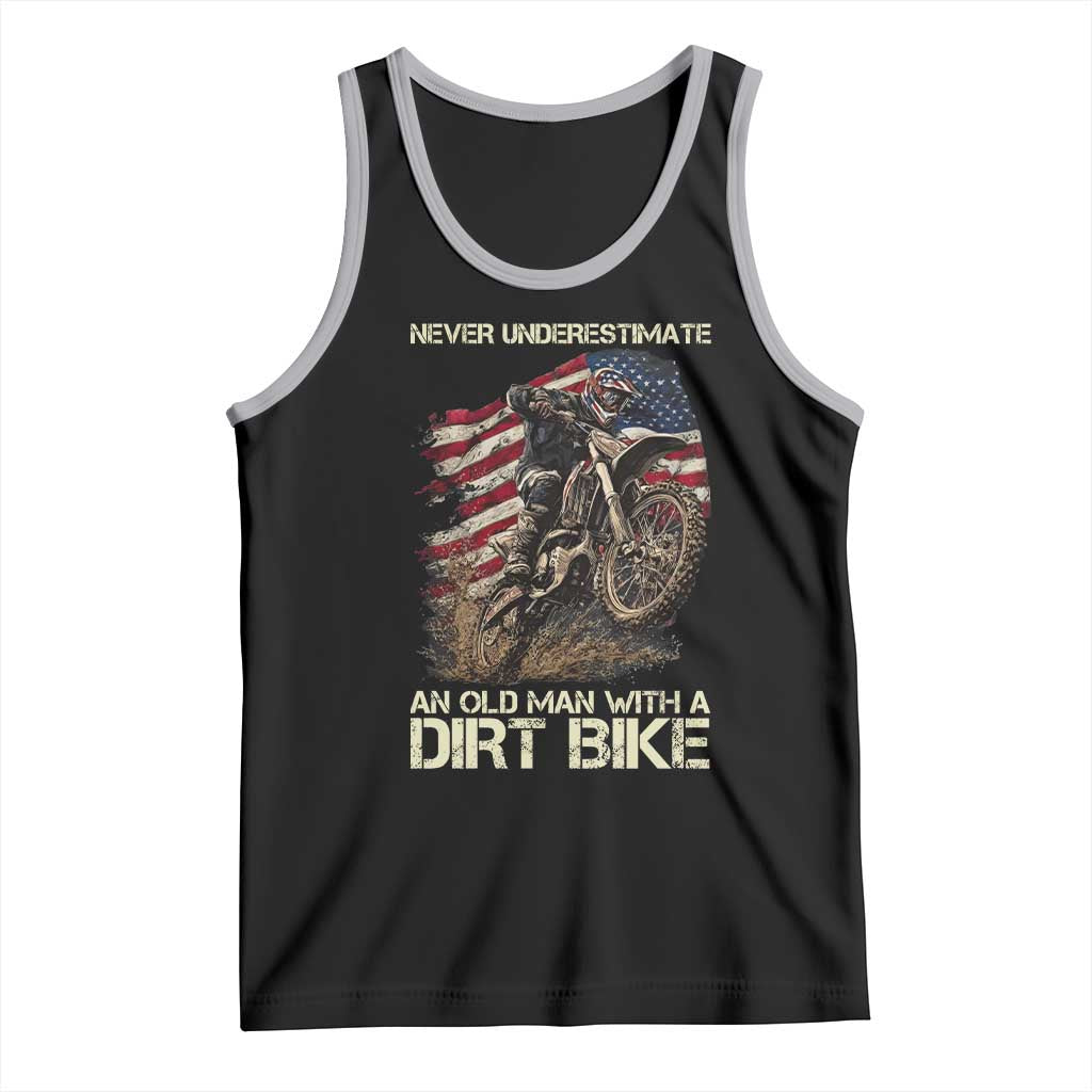 Dirt Bike American Flag Tank Top Never Underestimate An Old Man With A Dirt Bike Motocross TS14 Black Athletic Heather Print Your Wear