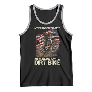 Dirt Bike American Flag Tank Top Never Underestimate An Old Man With A Dirt Bike Motocross TS14 Black Athletic Heather Print Your Wear