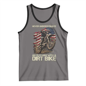 Dirt Bike American Flag Tank Top Never Underestimate An Old Man With A Dirt Bike Motocross TS14 Deep Heather Black Print Your Wear