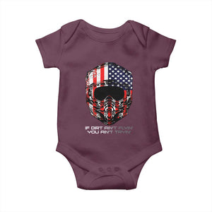 Dirt Bike American Flag Patriotic Baby Onesie If Dirt Ain't Flyin You Ain't Tryin TS14 Maroon Print Your Wear