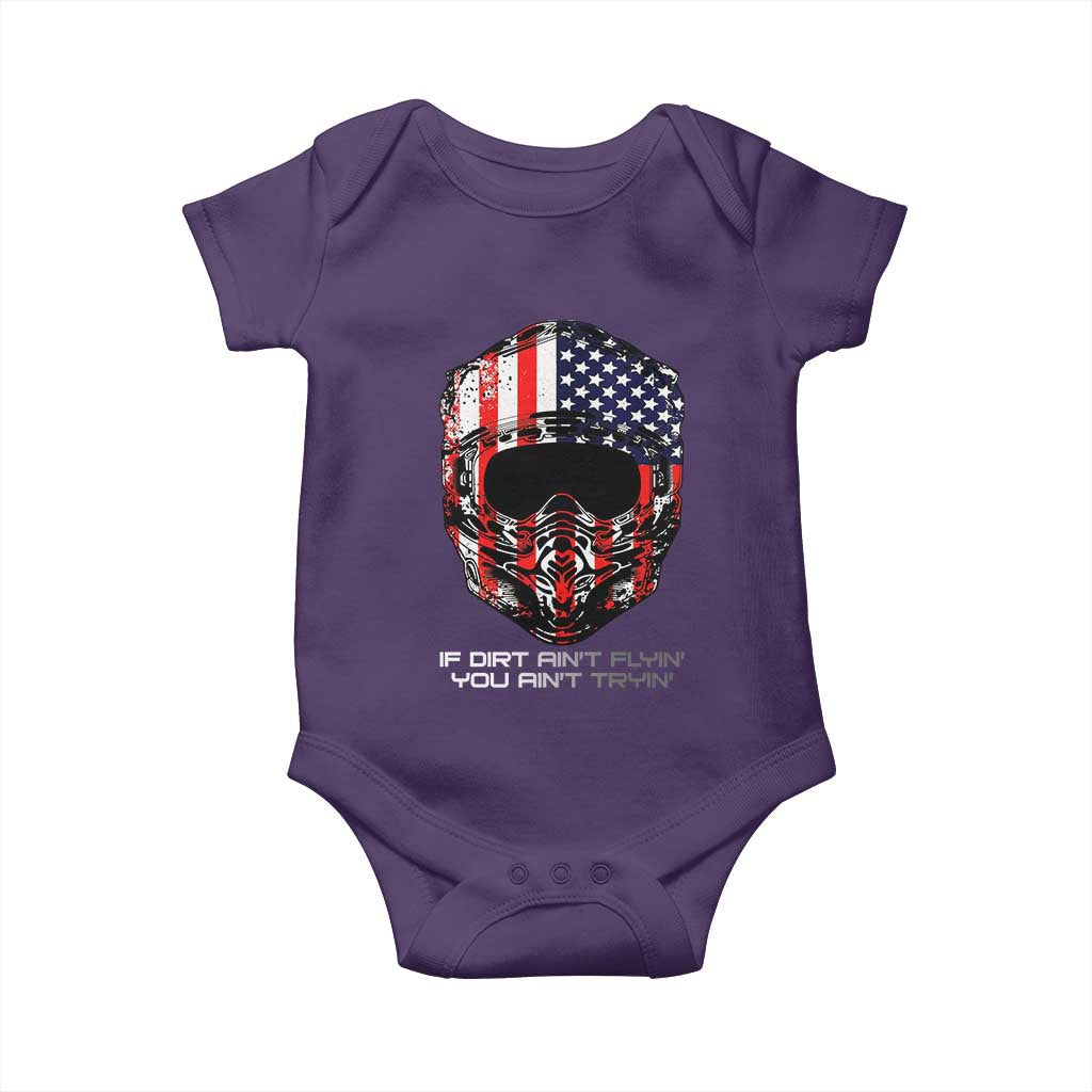 Dirt Bike American Flag Patriotic Baby Onesie If Dirt Ain't Flyin You Ain't Tryin TS14 Purple Print Your Wear