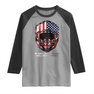 Dirt Bike American Flag Patriotic Raglan Shirt If Dirt Ain't Flyin You Ain't Tryin TS14 Sport Gray Black Print Your Wear