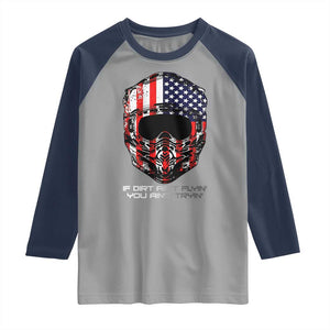 Dirt Bike American Flag Patriotic Raglan Shirt If Dirt Ain't Flyin You Ain't Tryin TS14 Sport Gray Navy Print Your Wear