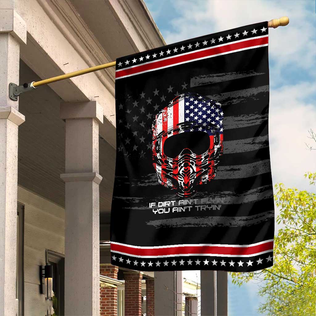 Dirt Bike American Flag Patriotic Garden Flag If Dirt Ain't Flyin You Ain't Tryin TS14 Distressed Black Red Print Your Wear