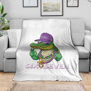 Mardi Gras Alligator Throw Blanket Funny Six Seven MAGA Political Meme TS14 Print Your Wear