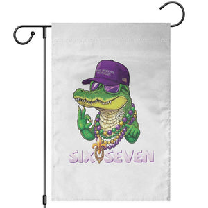 Mardi Gras Alligator Garden Flag Funny Six Seven MAGA Political Meme TS14 White Print Your Wear