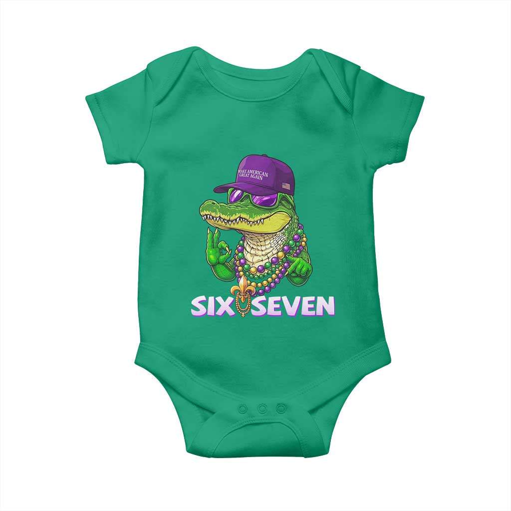 Mardi Gras Alligator Baby Onesie Funny Six Seven MAGA Political Meme TS14 Irish Green Print Your Wear