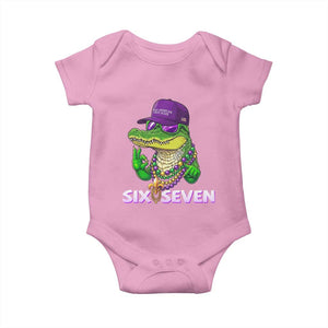 Mardi Gras Alligator Baby Onesie Funny Six Seven MAGA Political Meme TS14 Light Pink Print Your Wear