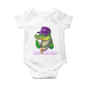 Mardi Gras Alligator Baby Onesie Funny Six Seven MAGA Political Meme TS14 White Print Your Wear