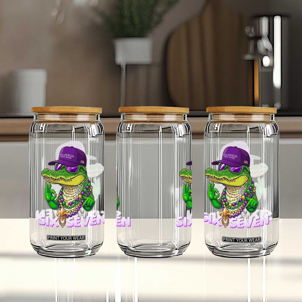 Mardi Gras Alligator Glass Can Funny Six Seven MAGA Political Meme TS14 Print Your Wear