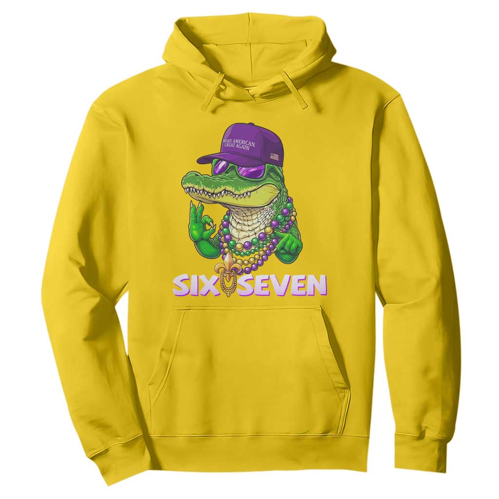 Mardi Gras Alligator Hoodie Funny Six Seven MAGA Political Meme TS14 Daisy Print Your Wear