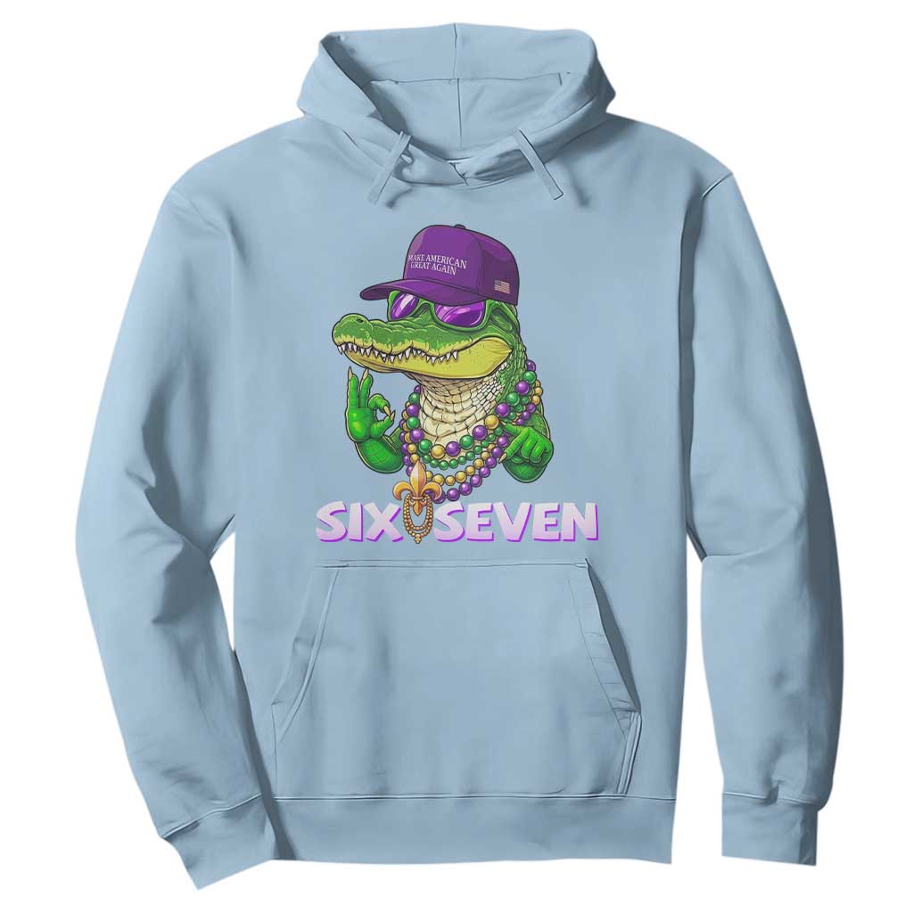 Mardi Gras Alligator Hoodie Funny Six Seven MAGA Political Meme TS14 Light Blue Print Your Wear