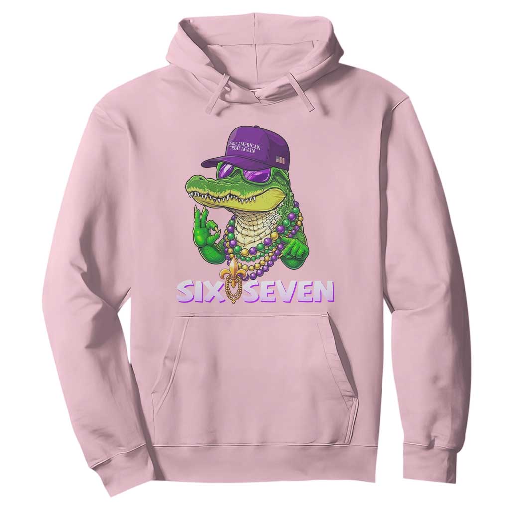 Mardi Gras Alligator Hoodie Funny Six Seven MAGA Political Meme TS14 Light Pink Print Your Wear