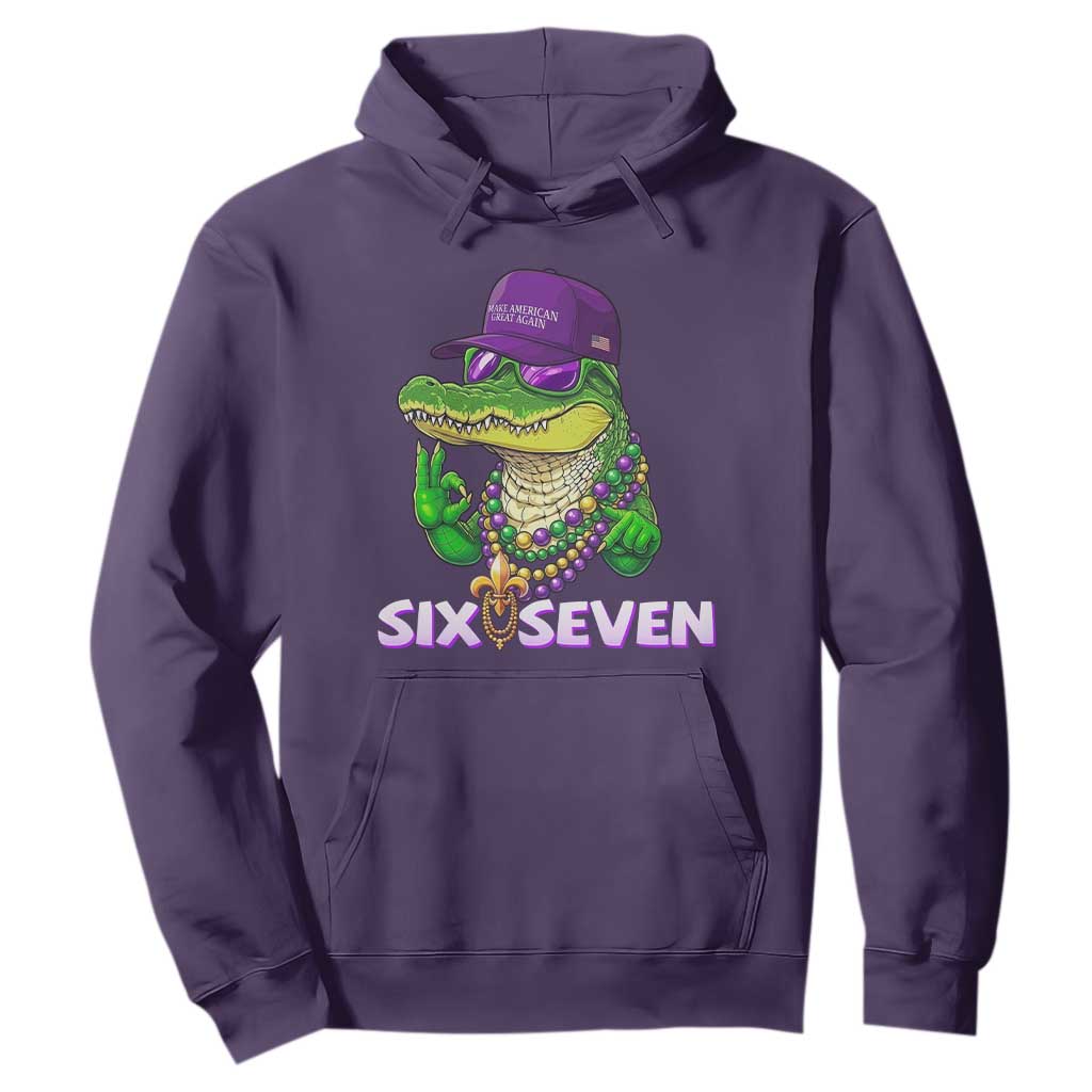 Mardi Gras Alligator Hoodie Funny Six Seven MAGA Political Meme TS14 Purple Print Your Wear