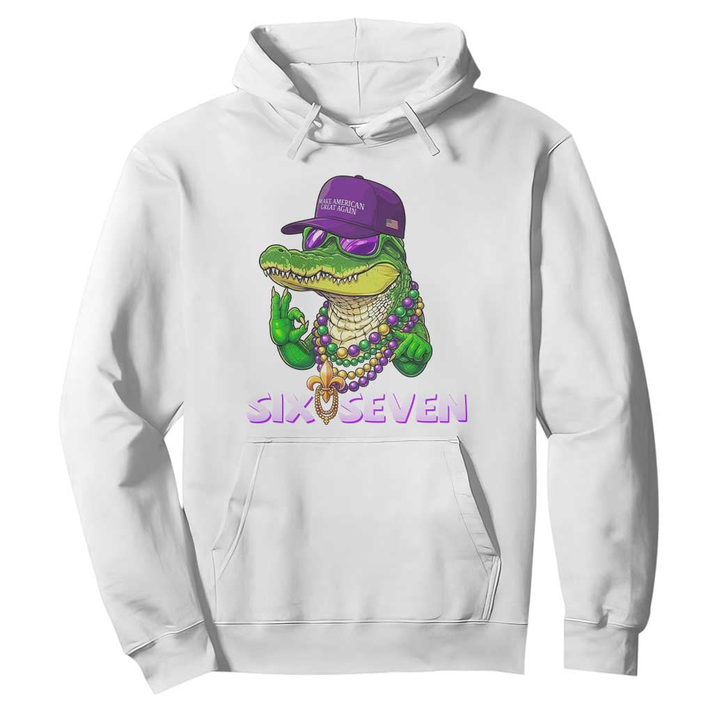 Mardi Gras Alligator Hoodie Funny Six Seven MAGA Political Meme TS14 White Print Your Wear