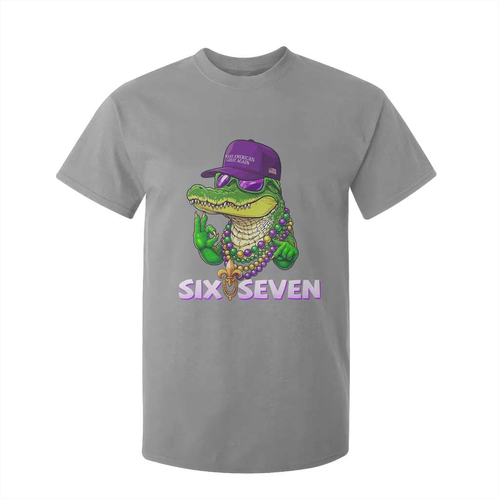 Mardi Gras Alligator T Shirt For Kid Funny Six Seven MAGA Political Meme TS14 Sport Gray Print Your Wear