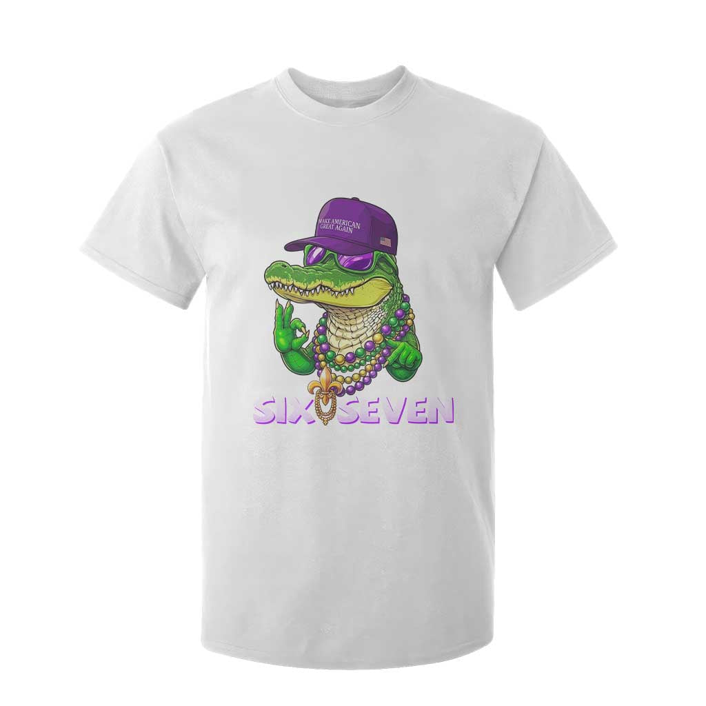 Mardi Gras Alligator T Shirt For Kid Funny Six Seven MAGA Political Meme TS14 White Print Your Wear