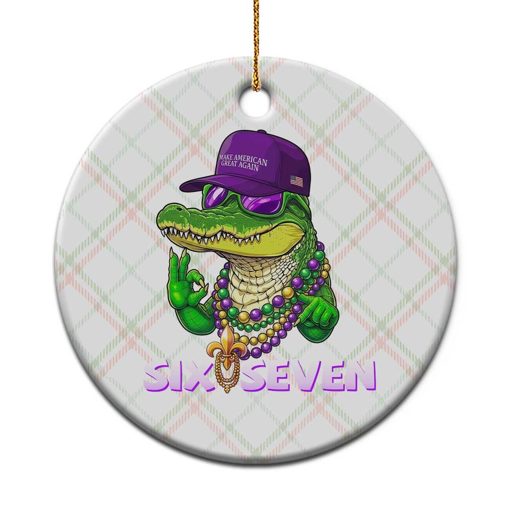 Mardi Gras Alligator Ceramic Ornament Funny Six Seven MAGA Political Meme TS14 1pc Christmas Plaid Print Your Wear