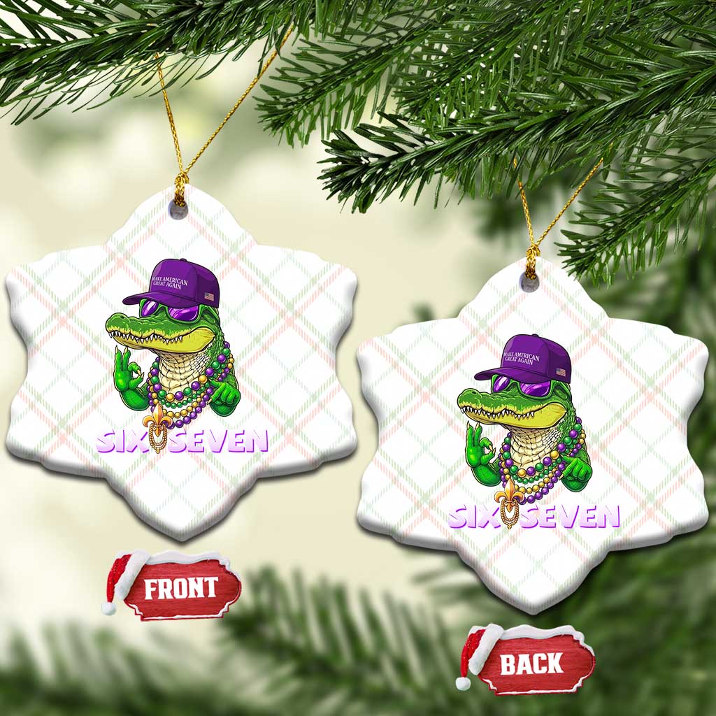 Mardi Gras Alligator Ceramic Ornament Funny Six Seven MAGA Political Meme TS14 Print Your Wear