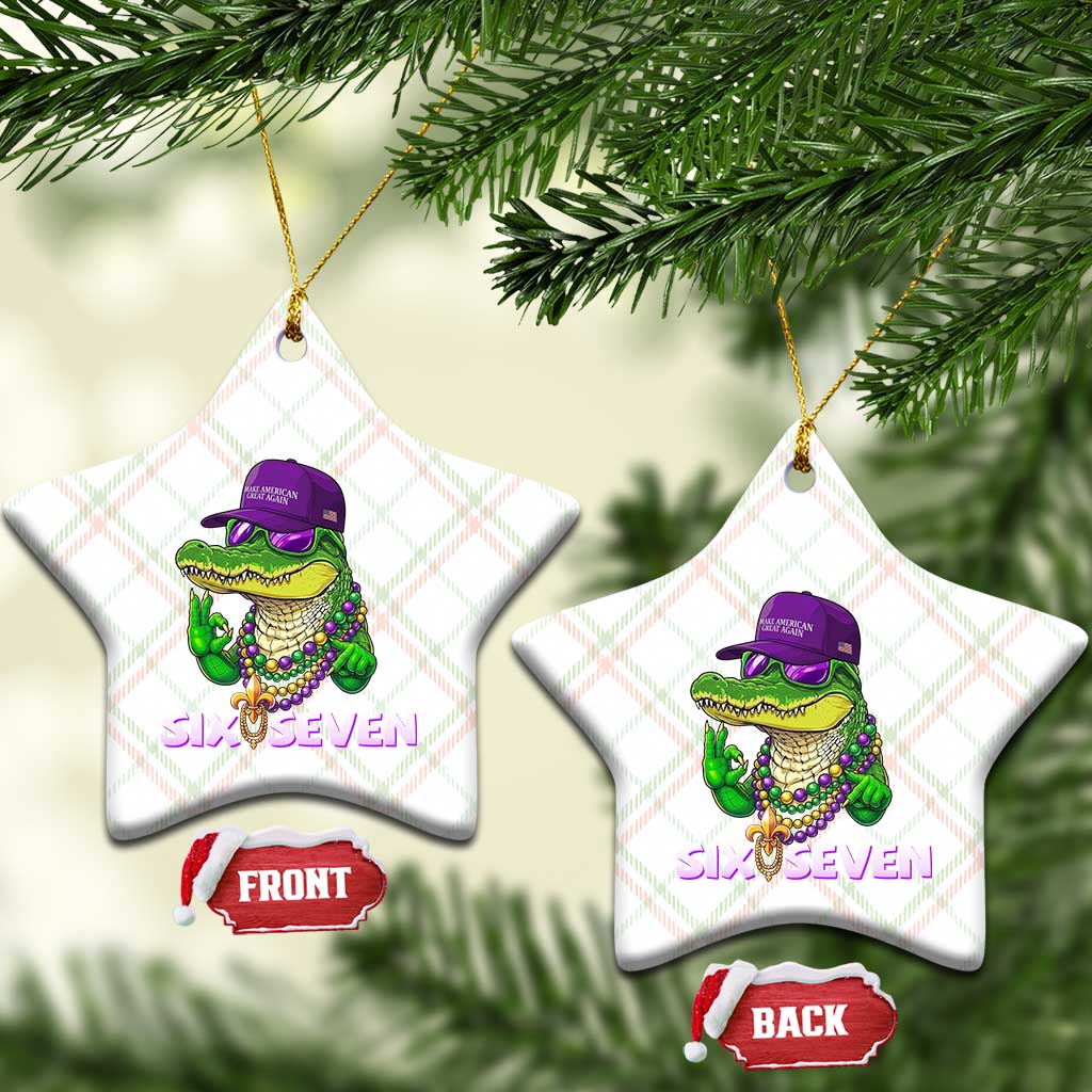 Mardi Gras Alligator Ceramic Ornament Funny Six Seven MAGA Political Meme TS14 Print Your Wear