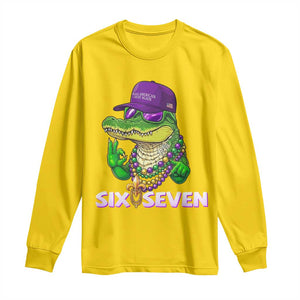 Mardi Gras Alligator Long Sleeve Shirt Funny Six Seven MAGA Political Meme TS14 Daisy Print Your Wear