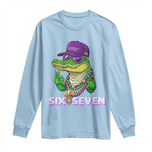 Mardi Gras Alligator Long Sleeve Shirt Funny Six Seven MAGA Political Meme TS14 Light Blue Print Your Wear