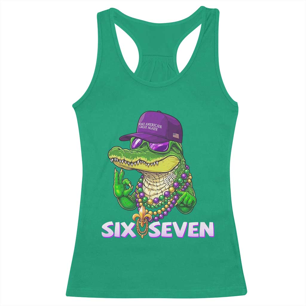 Mardi Gras Alligator Racerback Tank Top Funny Six Seven MAGA Political Meme TS14 Irish Green Print Your Wear