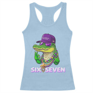 Mardi Gras Alligator Racerback Tank Top Funny Six Seven MAGA Political Meme TS14 Light Blue Print Your Wear