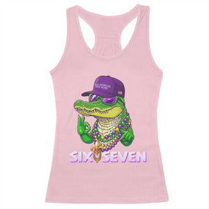 Mardi Gras Alligator Racerback Tank Top Funny Six Seven MAGA Political Meme TS14 Light Pink Print Your Wear