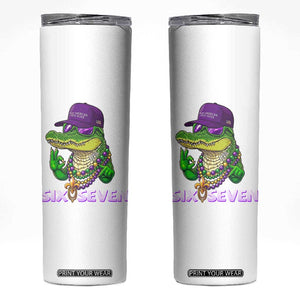 Mardi Gras Alligator Skinny Tumbler Funny Six Seven MAGA Political Meme TS14 White Print Your Wear