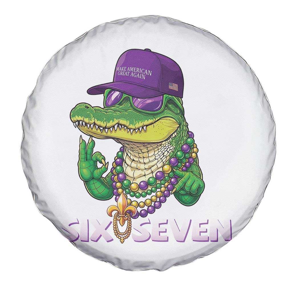 Mardi Gras Alligator Spare Tire Cover Funny Six Seven MAGA Political Meme TS14 Print Your Wear