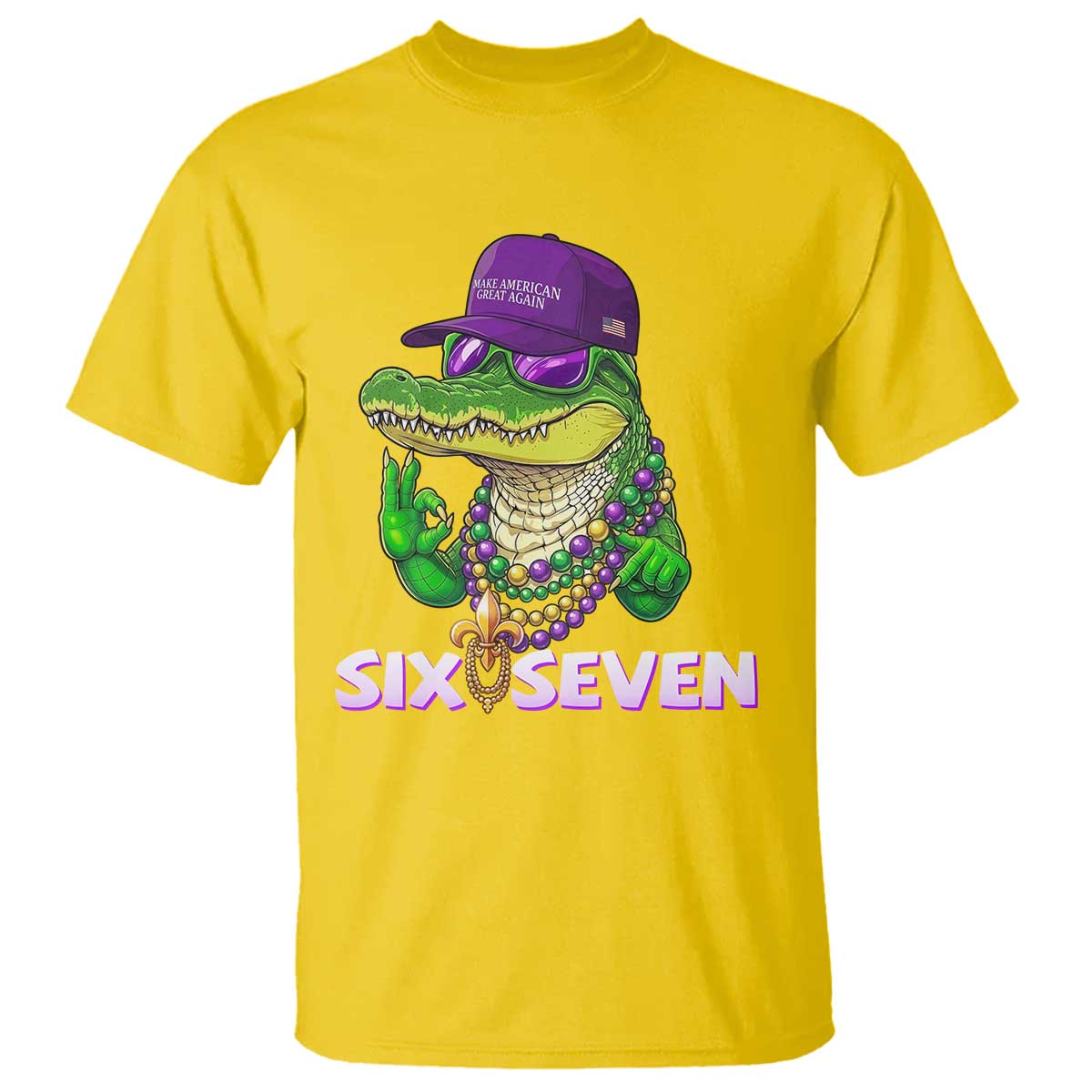 Mardi Gras Alligator T Shirt Funny Six Seven MAGA Political Meme TS14 Daisy Print Your Wear
