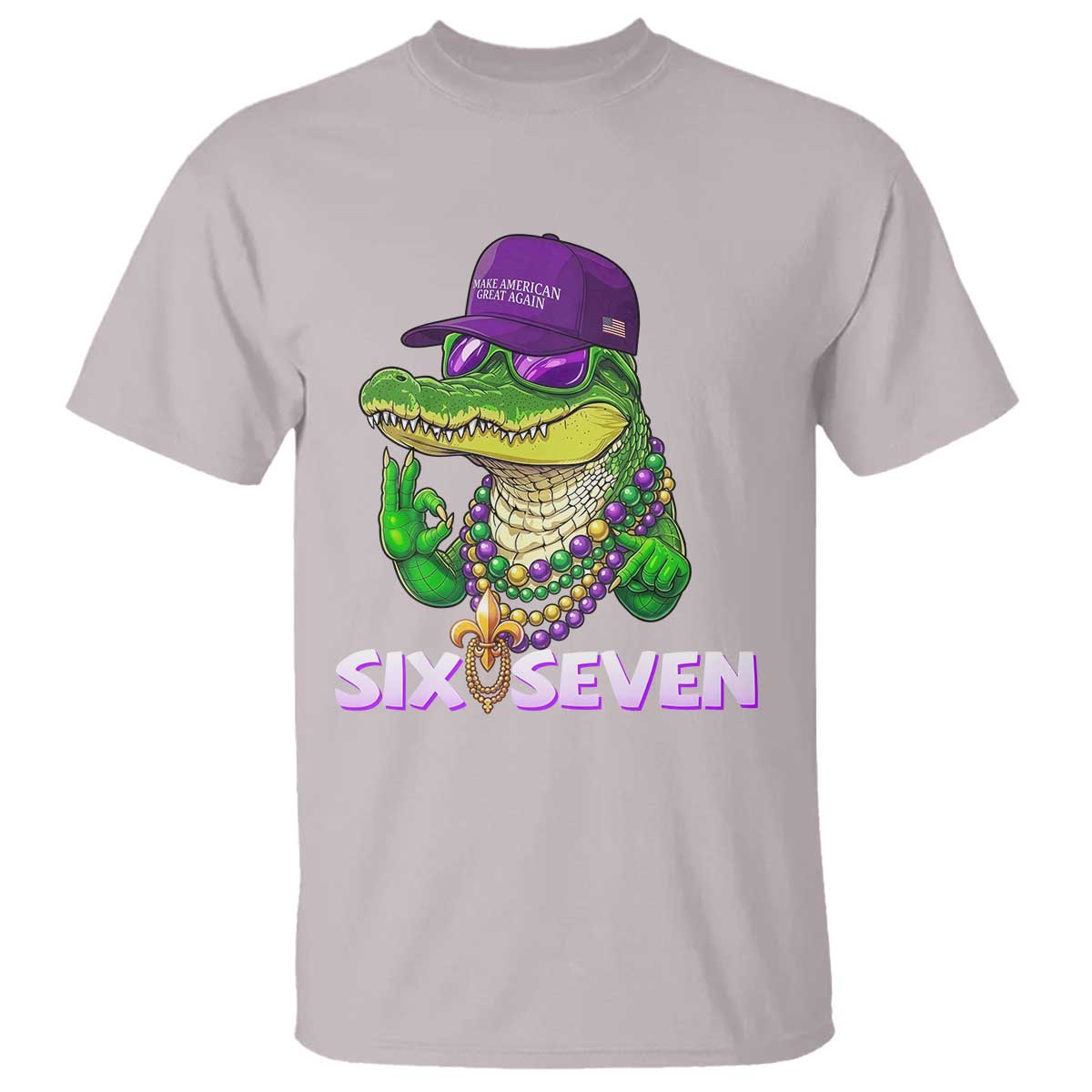 Mardi Gras Alligator T Shirt Funny Six Seven MAGA Political Meme TS14 Ice Gray Print Your Wear