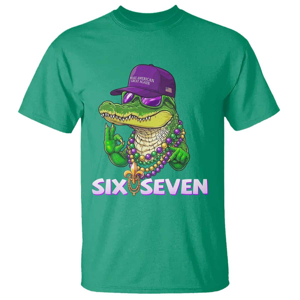 Mardi Gras Alligator T Shirt Funny Six Seven MAGA Political Meme TS14 Irish Green Print Your Wear