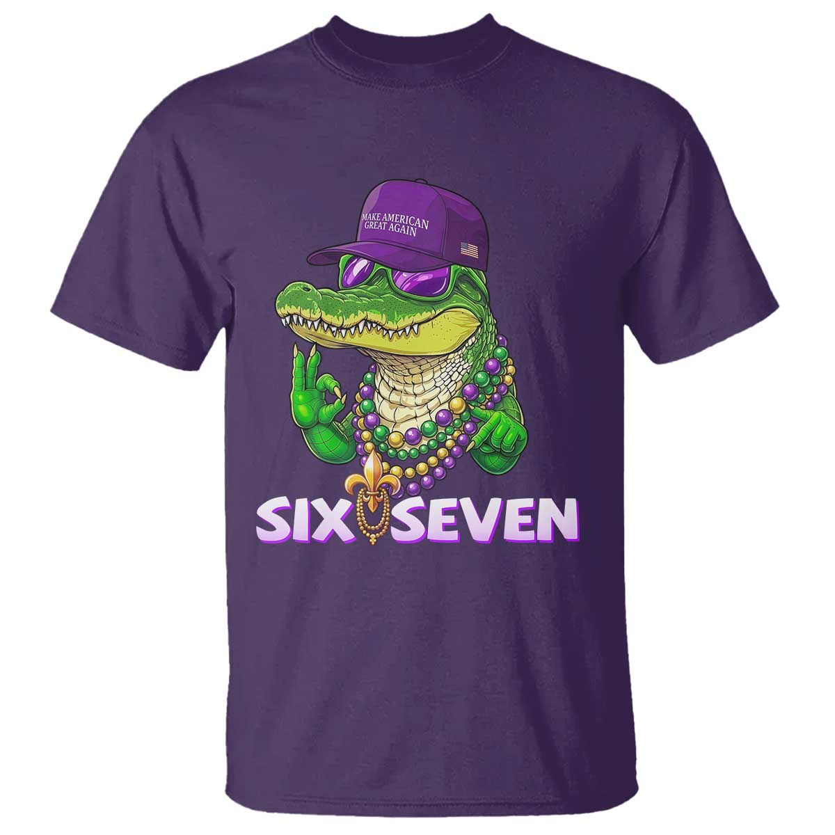 Mardi Gras Alligator T Shirt Funny Six Seven MAGA Political Meme TS14 Purple Print Your Wear