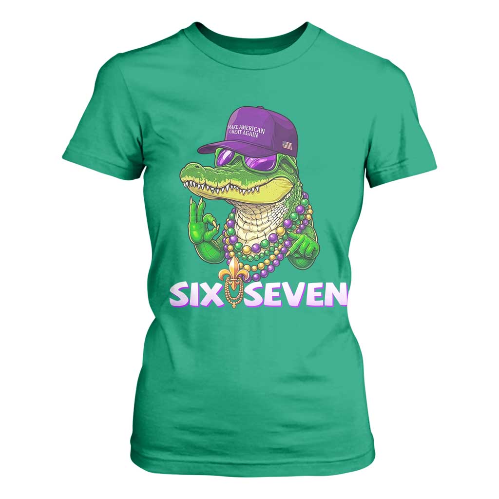 Mardi Gras Alligator T Shirt For Women Funny Six Seven MAGA Political Meme TS14 Irish Green Print Your Wear