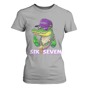Mardi Gras Alligator T Shirt For Women Funny Six Seven MAGA Political Meme TS14 Sport Gray Print Your Wear