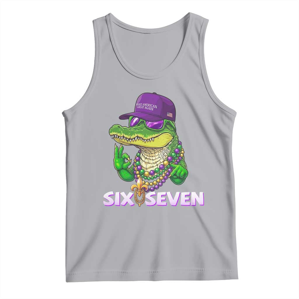 Mardi Gras Alligator Tank Top Funny Six Seven MAGA Political Meme TS14 Athletic Heather Print Your Wear