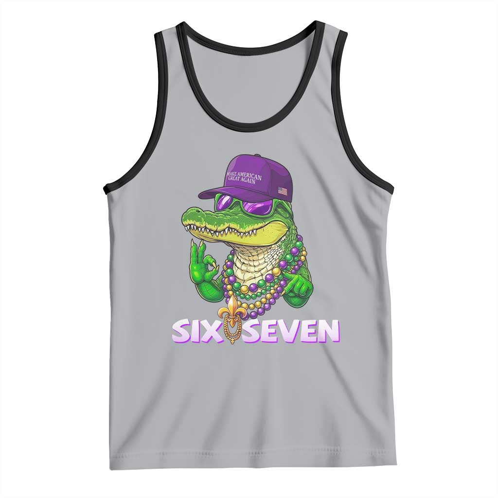 Mardi Gras Alligator Tank Top Funny Six Seven MAGA Political Meme TS14 Athletic Heather Black Print Your Wear