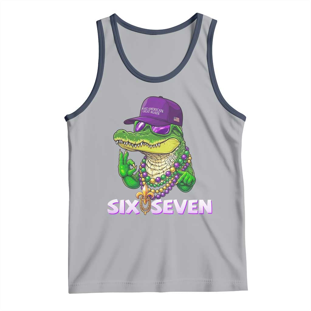 Mardi Gras Alligator Tank Top Funny Six Seven MAGA Political Meme TS14 Athletic Heather Navy Print Your Wear